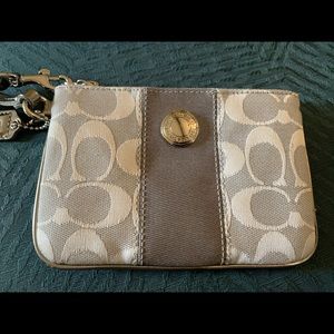 COACH wristlet! Silver and Grey color tones.